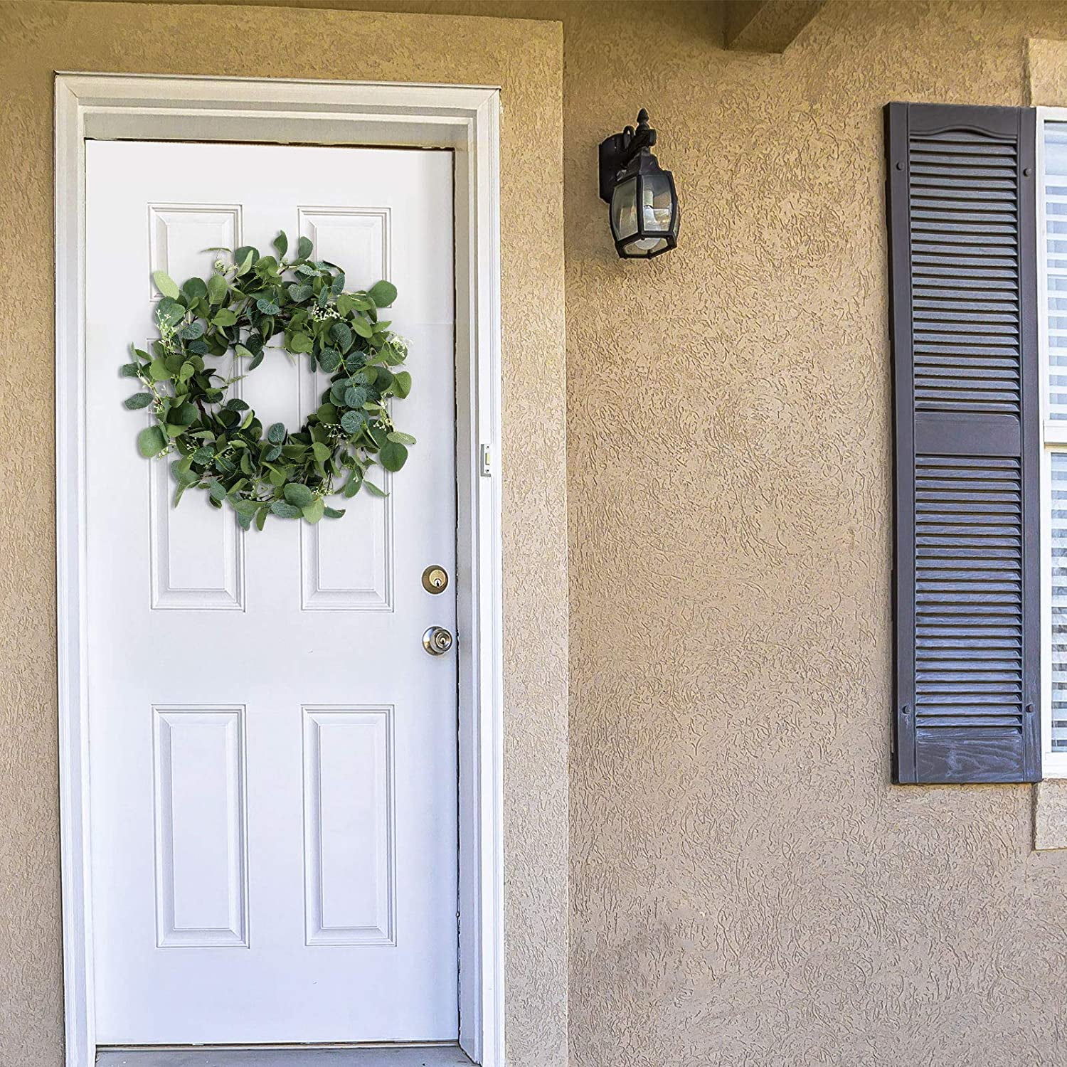 Dolity 2X Artificial Eucalyptus Wreath Green Leaves Front Door Hanging Wall Decoration 55cm Dolity 2X Artificial Eucalyptus Wreath Green Leaves Front Door Hanging Wall Decoration 55cm